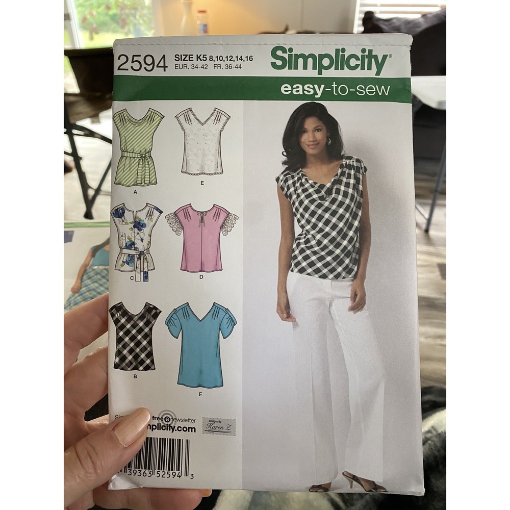Simplicity 2594 Sewing Pattern Women Tops Blouse Size 8-16 Uncut 2009 Karen Z